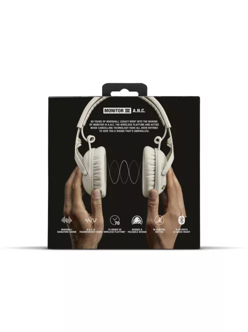 Marshall Monitor III. Bluetooth A.N.C. fejhallgató/krém/