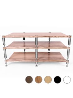 NEO Dupla Tripod HiFi állvány - Rozsdamentes Acél lábakkal, lakkozott polcokkal /98-322 mm/