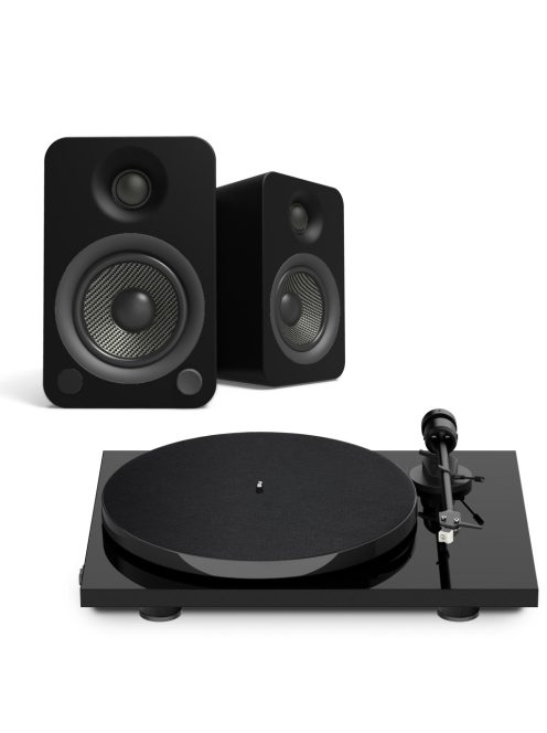 Pro-Ject E1 + Kanto YU4 - Mikro hifi Bluetooth, optikai bemenettel és lemezjátszóval /fekete, fekete/