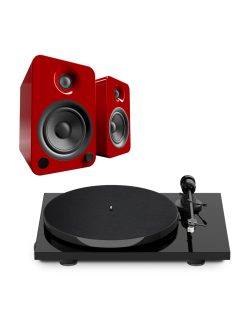   Pro-Ject E1 + Kanto YU4 - Mikro hifi Bluetooth, optikai bemenettel és lemezjátszóval /fekete, vörös/