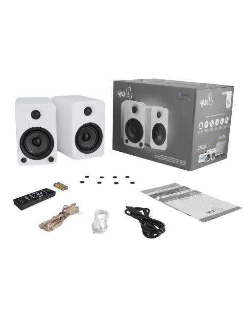 Pro-Ject E1 + Kanto YU4 - Mikro hifi Bluetooth, optikai bemenettel és lemezjátszóval /fehér, fehér/