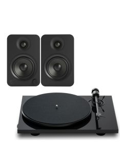   Pro-Ject E1.2 + Kanto YU4 - Mikro hifi Bluetooth, optikai bemenettel és lemezjátszóval /fekete, fekete/