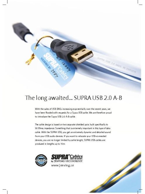 Supra Blue USB 2.0 A - B  összekötő kábel /2 méter/